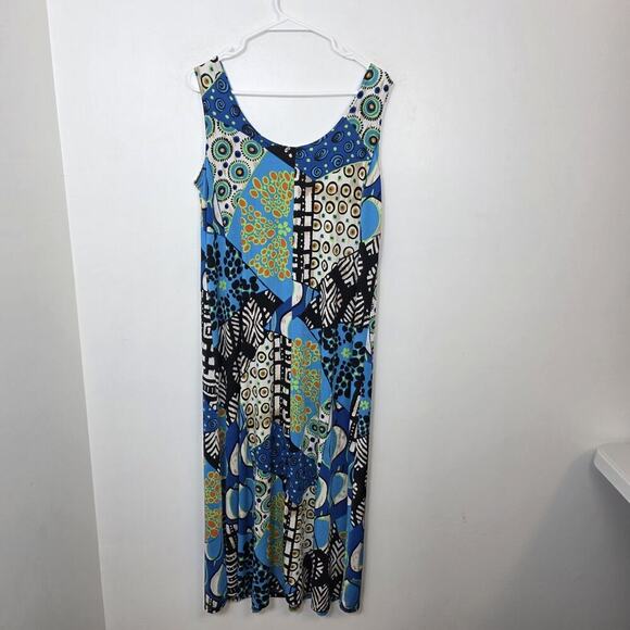 Jostar Blue Multicolor Sleeveless Mixed Media Artsy Maxi Dress Size Medium - Picture 5 of 6